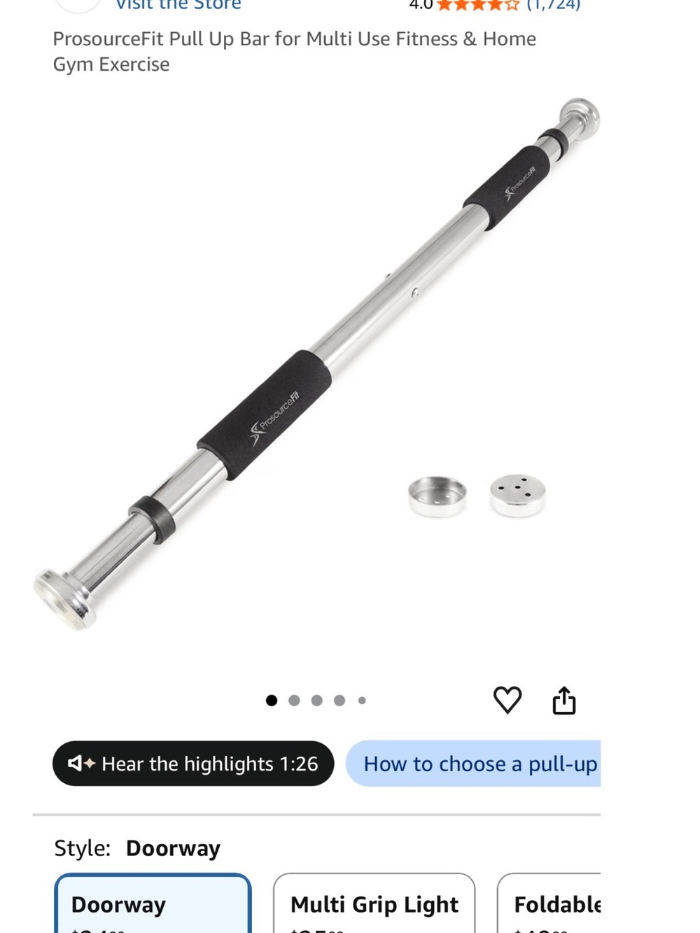 Doorway Pull-Up Bar in Silver and Black